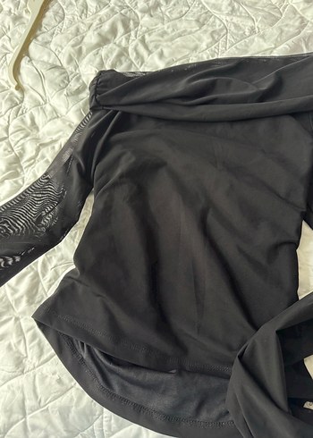 Siyah Drapeli Uzun Kollu Bluz - Görsel 3