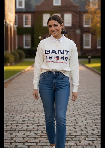 GANT Baskılı Beyaz Kadın Sweatshirt - Görsel 2