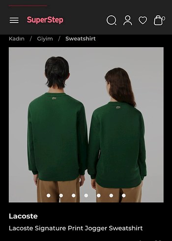 Lacoste Haki Renk Bisiklet Yaka Sweatshirt - Görsel 3