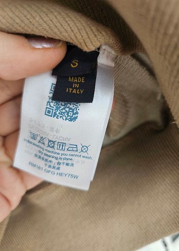 LV logolu Bej Desenli Kadın Sweatshirt - Görsel 5