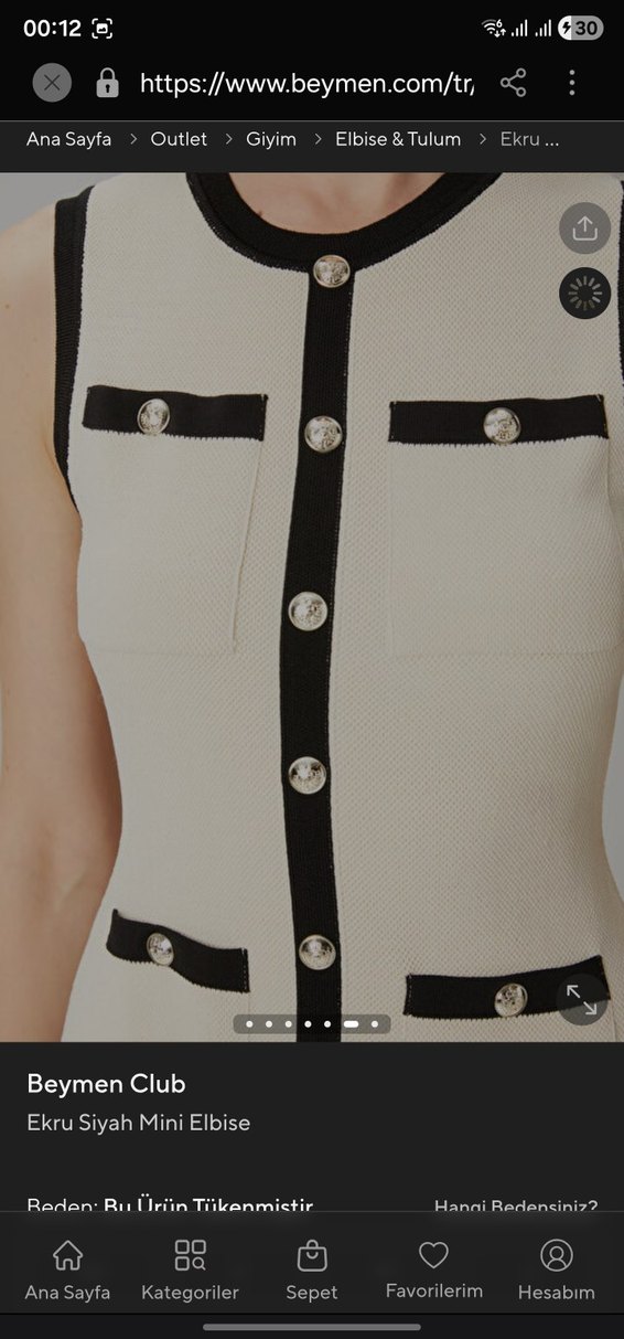 Beymen Club Beyaz Midi Düğmeli Elbise - Görsel 5