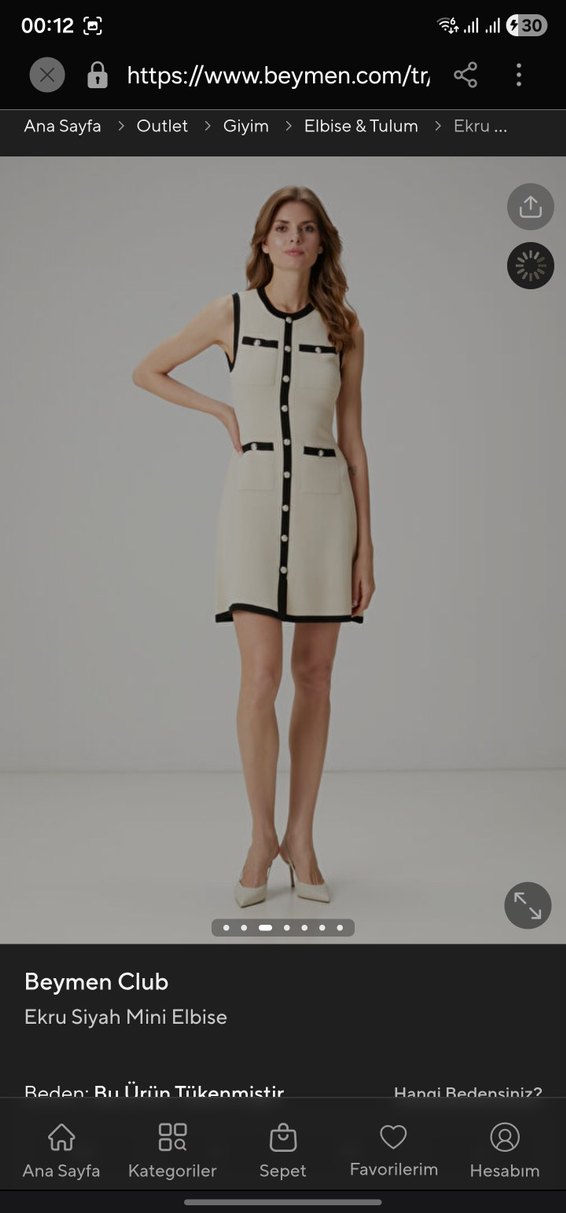 Beymen Club Beyaz Midi Düğmeli Elbise - Görsel 3