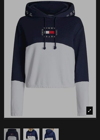 Tommy Hilfiger Mavi Kapüşonlu Sweatshirt - Görsel 4