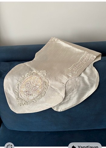 Nakışlı Krem Rengi Salon Takımı 3 parça - Görsel 3