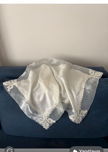 İşlemeli Beyaz Salon Takımı 2 parça - Görsel 2