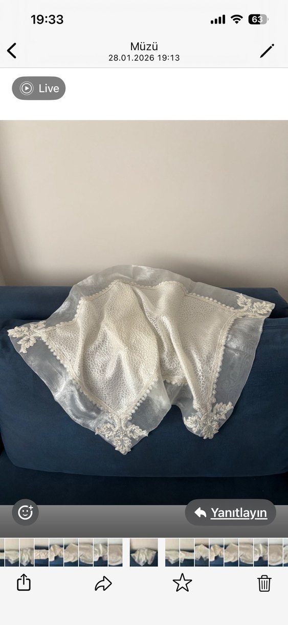 İşlemeli Beyaz Salon Takımı 2 parça - Görsel 2