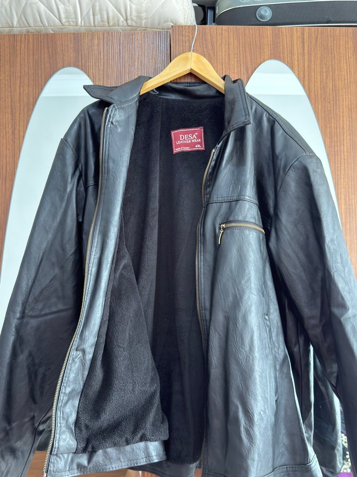 Erkek Siyah Deri Biker Ceket - Görsel 4