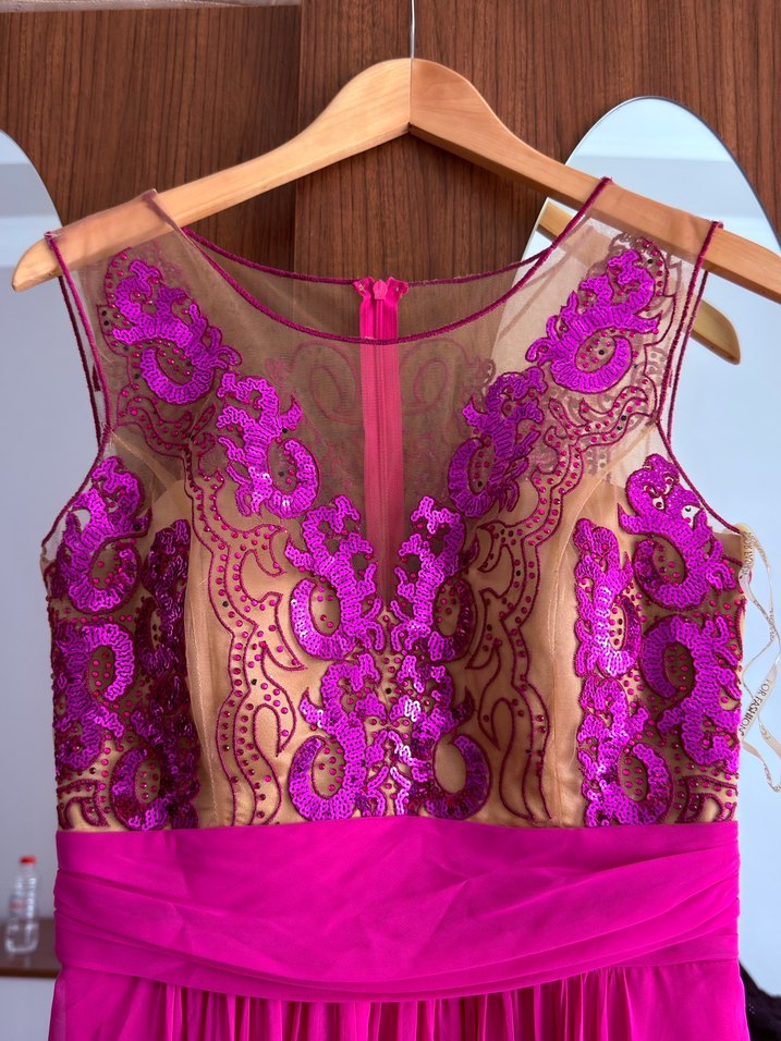 Pembe Drapeli Uzun Abiye Elbise - Görsel 2