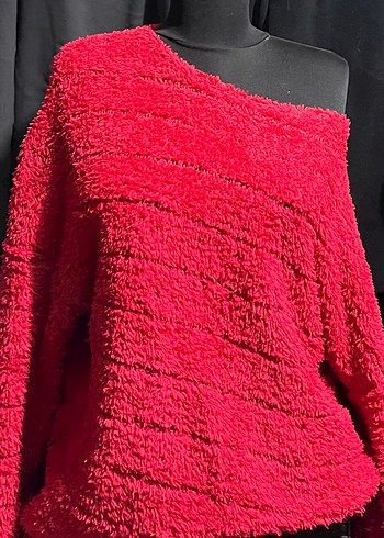 Kırmızı Kadın Triko Kazak - Görsel 2