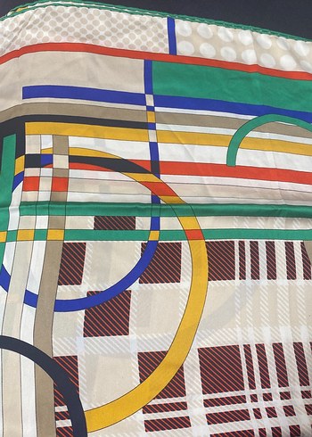 Kadın Çok Renkli Modern Desenli Fular - Görsel 2