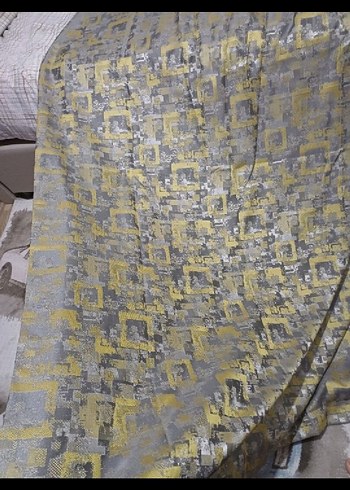 Gri Soyut Desenli Modern Fon Perde - Görsel 2