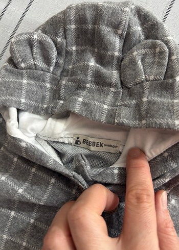 Gri Kareli Kapüşonlu Bebek Tulumu - Görsel 3