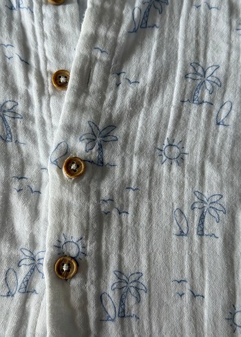 Erkek Çocuk Kısa Kollu Keten Gömlek - Görsel 2