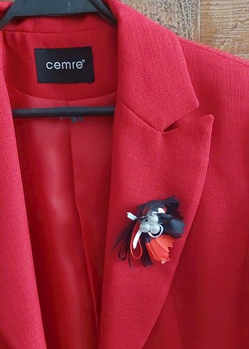 Kırmızı Mini Kadın Blazer Ceket - Görsel 2