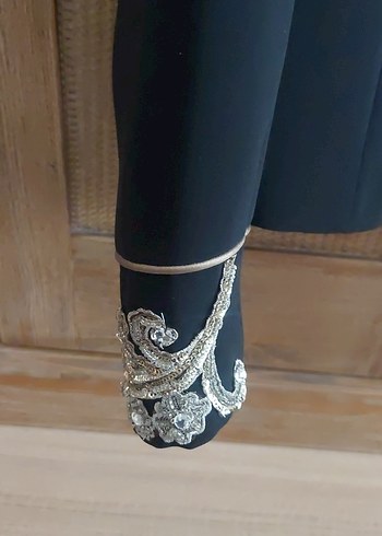 Herry Nakışlı Siyah Kadın midi Ceket - Görsel 4