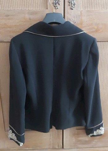 Herry Nakışlı Siyah Kadın midi Ceket - Görsel 6