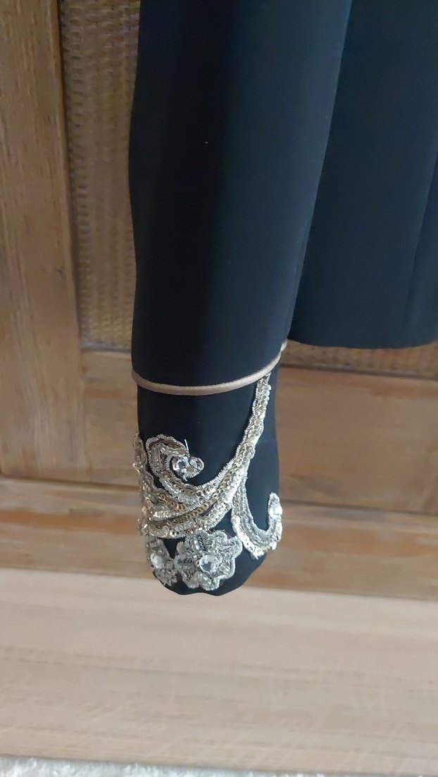 Herry Nakışlı Siyah Kadın midi Ceket - Görsel 4