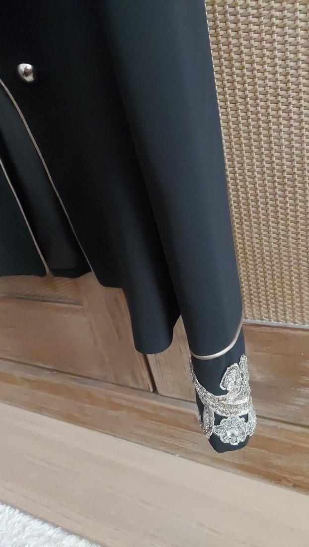 Herry Nakışlı Siyah Kadın midi Ceket - Görsel 5