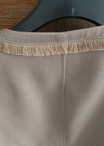 Bej Kadın simli Midi Ceket - Görsel 7