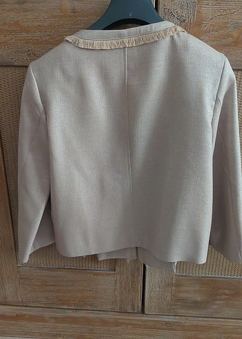 Bej Kadın simli Midi Ceket - Görsel 6