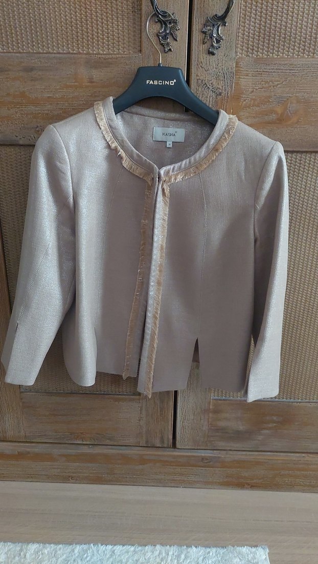 Bej Kadın simli Midi Ceket - Görsel 5