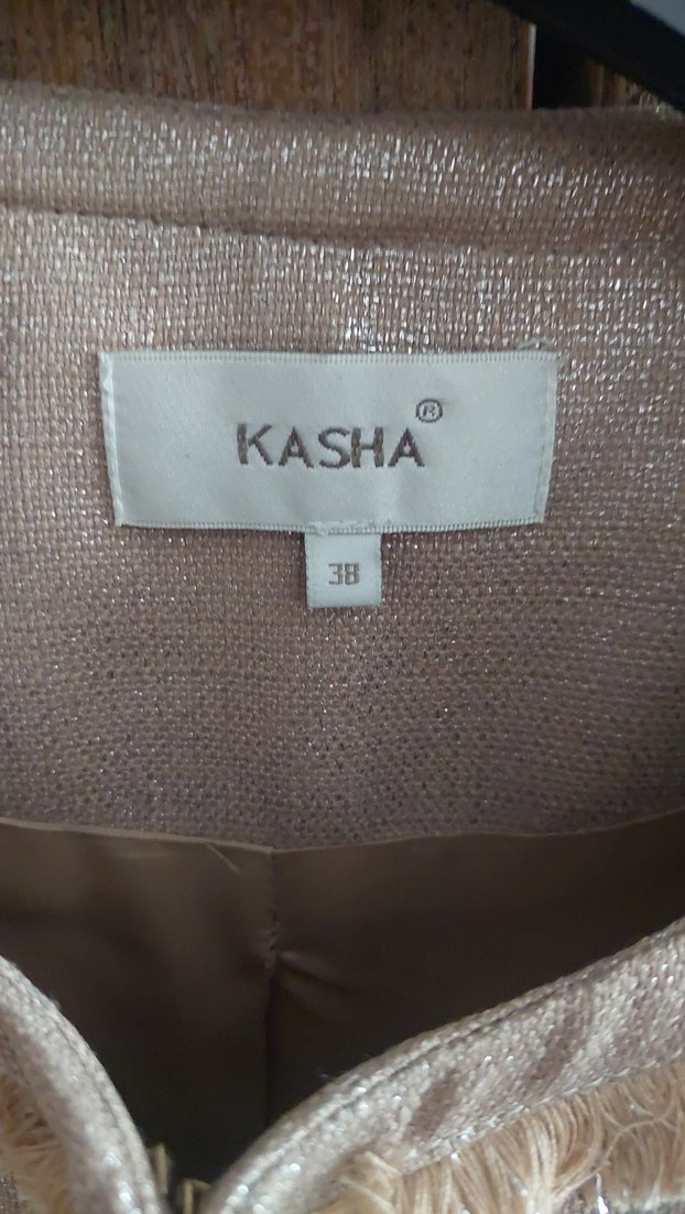 Bej Kadın simli Midi Ceket - Görsel 2