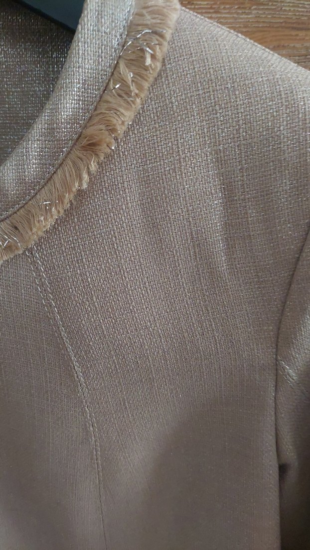 Bej Kadın simli Midi Ceket - Görsel 3