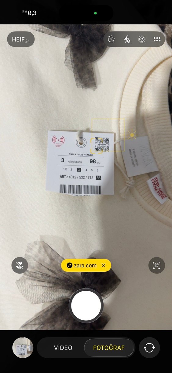 Kız Çocuk krem Sweatshirt Fiyonk Detaylı - Görsel 4