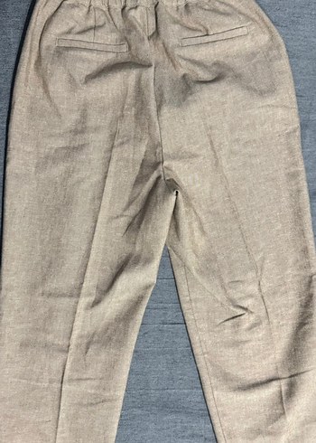 Bej Keten Kadın Kumaş Pantolon - Görsel 2