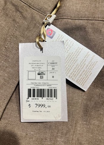 Bej Keten Kadın Kumaş Pantolon - Görsel 3