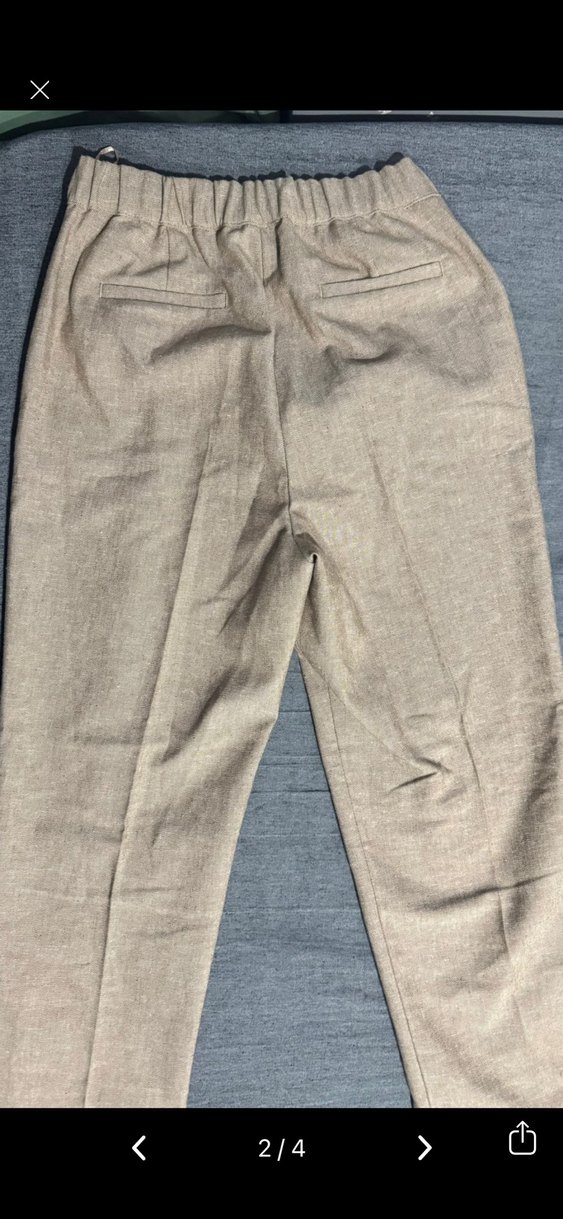 Bej Keten Kadın Kumaş Pantolon - Görsel 2