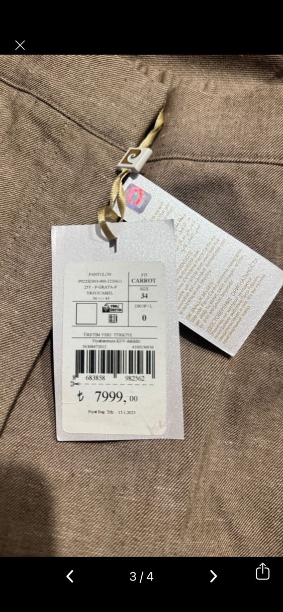 Bej Keten Kadın Kumaş Pantolon - Görsel 3