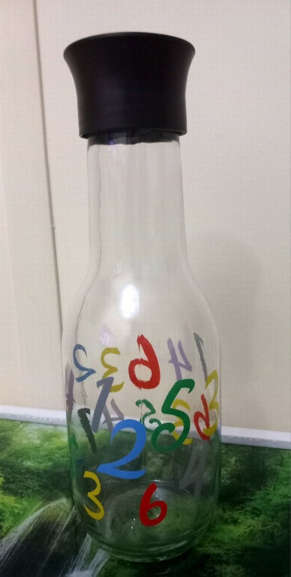 Renkli Sayı Desenli cam suluk - Görsel 3