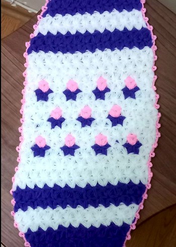 Mor ve Beyaz El Örgüsü Banyo Süngeri - Görsel 3