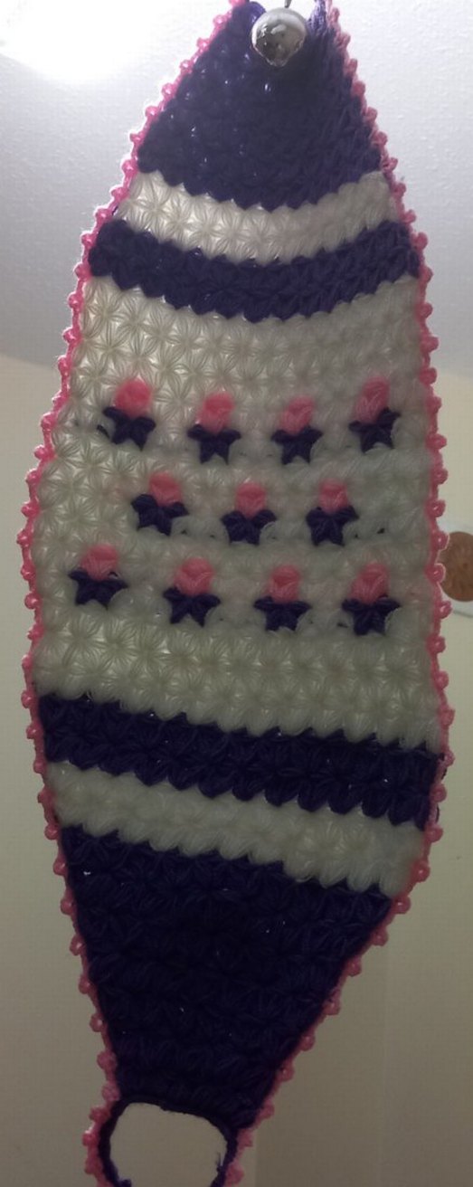 Mor ve Beyaz El Örgüsü Banyo Süngeri - Görsel 2