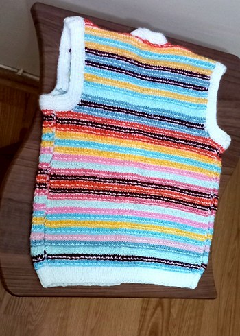 Kızlar için Çok Renkli Örgü Yelek - Görsel 5