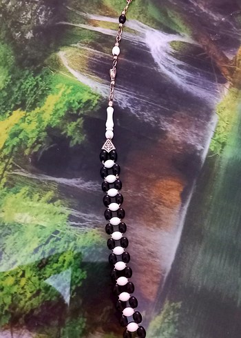 Erkek Siyah Beyaz Gotik Tespih - Görsel 5