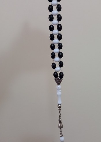 Erkek Siyah Beyaz Gotik Tespih - Görsel 6