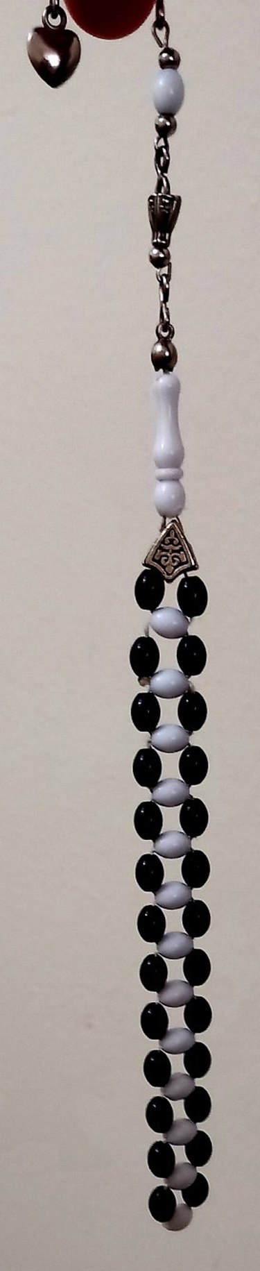 Erkek Siyah Beyaz Gotik Tespih - Görsel 3