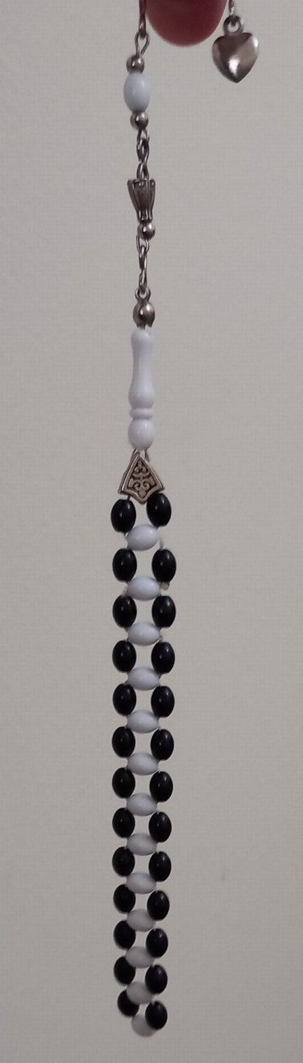 Erkek Siyah Beyaz Gotik Tespih - Görsel 2