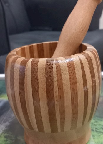 Parlak Bej Ahşap Havan - Görsel 2