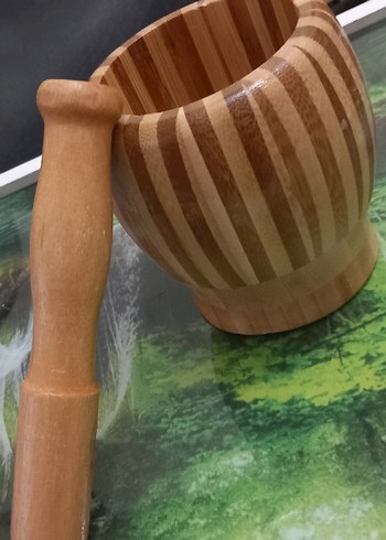 Parlak Bej Ahşap Havan - Görsel 3