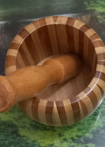 Parlak Bej Ahşap Havan - Görsel 5