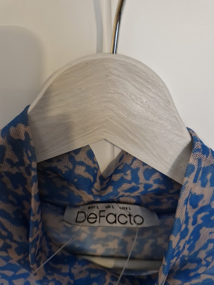 Uzun Kollu Drapeli Mavi Mini Elbise - Görsel 3