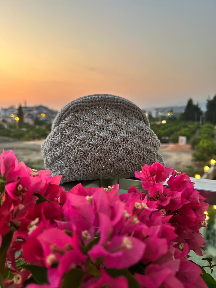 Gri Örgü Bohem Kadın Portföy Çanta - Görsel 2