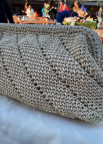 Bej Örgü Bohem Kadın Portföy Çanta - Görsel 2