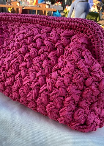 Pembe Örgü Kadın Portföy Çanta - Görsel 3