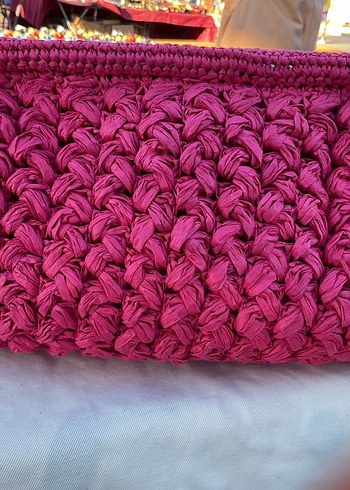 Pembe Örgü Kadın Portföy Çanta - Görsel 2