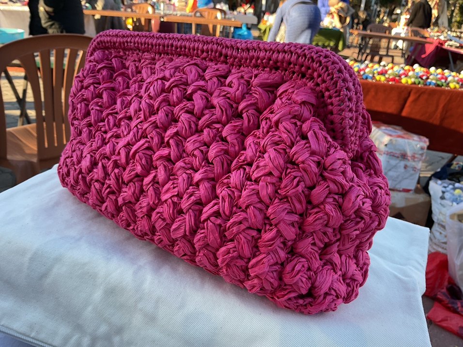 Pembe Örgü Kadın Portföy Çanta - Görsel 3