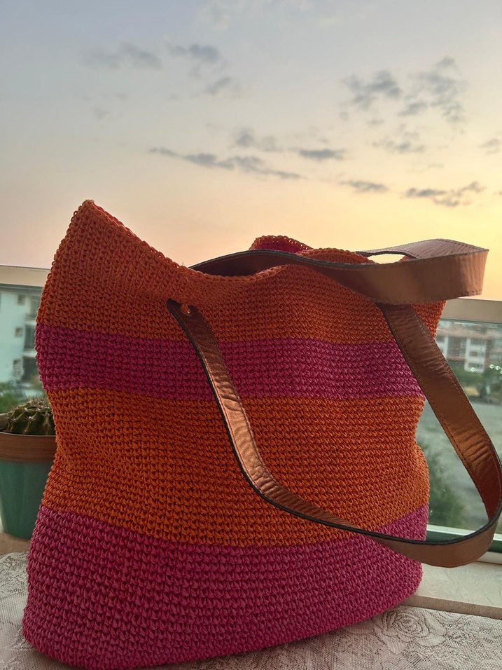 Renkli Örgü Kadın Çanta - Görsel 3